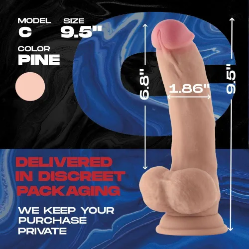 Miniatura 3 de Model C - Consolador realista curvado hacia abajo con bolas, juguetes sexuales de silicona líquida de doble densidad para mujeres y hombres