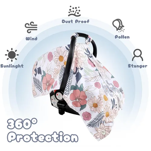 Miniatura 2 de Funda de asiento de automóvil para bebé, cubierta de toldo de asiento de automóvil para niñas recién nacidas, fundas suaves y transpirables de Minky