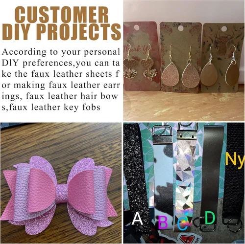 Miniatura 7 de Litchi Paquete de 6 hojas de cuero sintético de 8 x 12 pulgadas para aretes de lazo, tela de vinilo fácil de cortar para Cricut, cuero sintético
