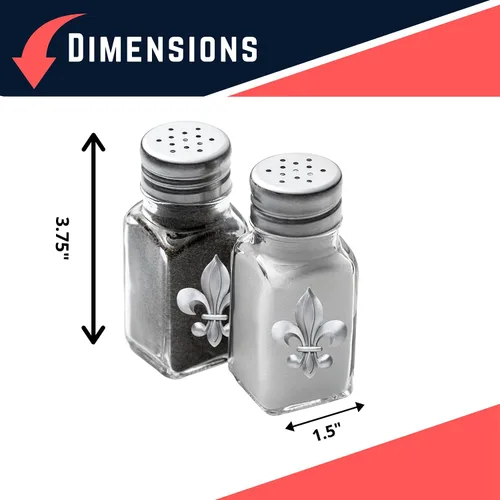 Miniatura 3 de Heritage Pewter Fleur de Lis - Juego de 2 saleros y pimenteros Vidrio de peltre elaborado por expertos