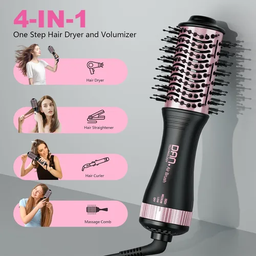 Miniatura 3 de DAN - Cepillo secador de pelo de doble voltaje, doble voltaje automático de 110 V-120 V/220 V-240 V, cepillo de secado de pelo de viaje, pequeño