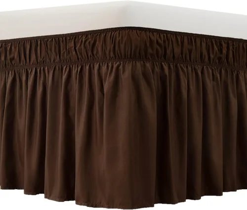 Miniatura 19 de MEILA - Faldón de cama envolvente con tres lados de tela y elástico, con volantes de 14 pulgadas, caída a medida, fácil de instalar, resistente a