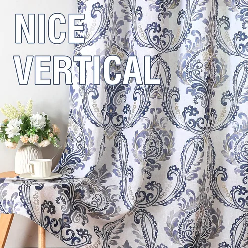 Miniatura 6 de H.VERSAILTEX - Cortinas florales para dormitorio de 63 pulgadas de largo, juego de 2 paneles, estilo de campo, cortinas semitransparentes para sala