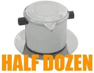 Media docena (6 juegos) cafetera de goteo vietnamita, juego de infusor de filtro de café, goteo lento, porción de una taza, acero inoxidable