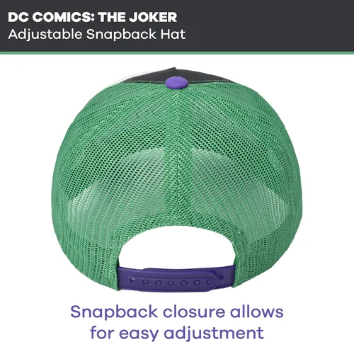 Miniatura 3 de Concept One DC Comics The Joker Raughing 3D Gorra ajustable de algodón Snapback para camionero, color verde, talla única