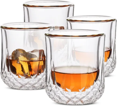Miniatura 10 de BTaT - Copas de vino sin tallo de doble pared, 12 onzas, juego de 4, vaso de vino estándar con borde liso para bebidas frías y calientes, regalos