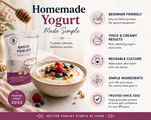 Miniatura 7 de Cultures for Health Cultura de yogur griego 2 paquetes de yogur probiótico estilo reliquia deshidratado para bricolaje Delicioso para batidos