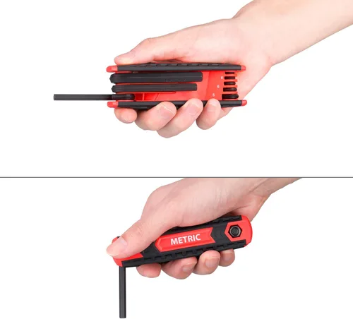 Miniatura 4 de Juego de llaves hexagonales plegables completas de 25 piezas, métricas 1.5mm - 8mm, SAE 5/64” - 1/4”, estrella T9 - T40 Acero Cr-V, puntas