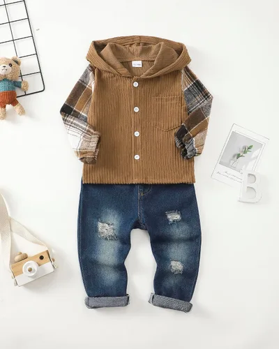 Miniatura 76 de Renotemy Ropa de bebé para niño, trajes de mezclilla, sudadera con capucha para bebés, pantalones de mezclilla, ropa para niños pequeños