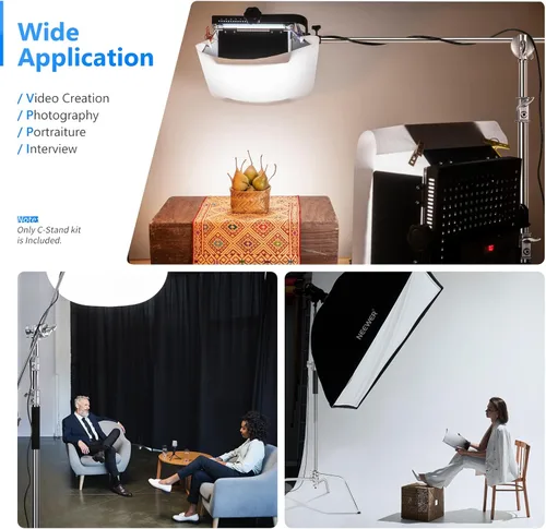 Miniatura 5 de NEEWER Soporte profesional en C resistente de acero inoxidable 100% con brazo de pluma, altura máxima de 10.5 pies, soporte de luz para fotografía