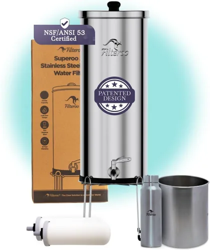 Miniatura 12 de Filteroo® Superoo - Sistema de filtro de agua por gravedad para encimera, 3.17 galones/12L, acero inoxidable 304, 2 filtros de carbono, purificador