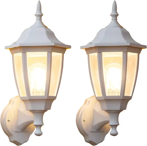 FUDESY Farol de pared para exteriores, aplique de pared impermeable exterior, luz blanca para porche delantero, soporte de pared para garaje, patio,