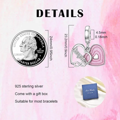 Miniatura 5 de SEVENWELL Dijes familiares para Pandora, plata de ley 925 con forma de corazón y flores para pulsera, mamá, hermana, hija, esposa, nana, mejor amiga