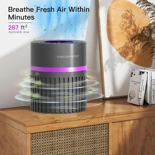 Miniatura 2 de MEGAWISE Purificador de aire portátil, filtro H13 True HEPA 3 en 1, 99.97 % filtración de 0.3 micrones, caspa de polvo y humo, sin ozono, ultra