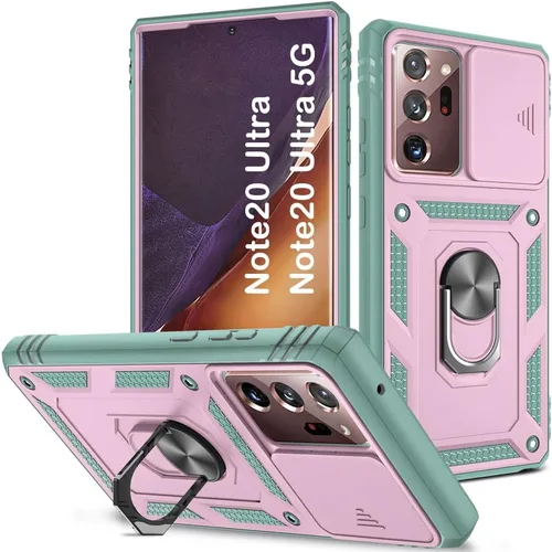 Miniatura 24 de PASNEW Funda para Samsung Galaxy S22 Ultra 5G, cubierta de cámara deslizante y soporte de dedo de metal giratorio de 360°, militar, resistente, a