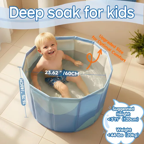 Miniatura 2 de WAVYEASE® Upgraded Portable Bath Tub for Toddlers - Foldable Deep Soak Bathtub for Kids, One-Second Setup, Easy Storage, Lightweight, Travel