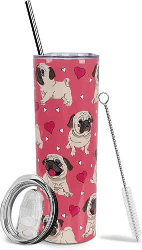 Miniatura 37 de Dachshund - Vaso de viaje aislado de acero inoxidable de 20 onzas con asa y pajilla, regalo para mujer, para el Día de la Madre, a prueba de fugas