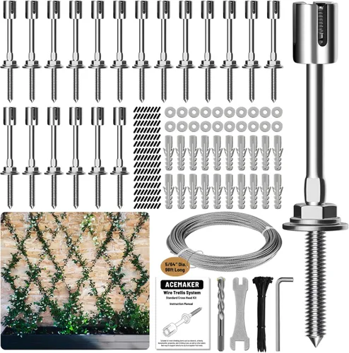 Miniatura 15 de Enrejado de alambre para plantas trepadoras al aire libre, juego de 20 enrejados de alambre de pared con cable y cortador de acero inoxidable