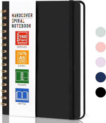 Miniatura 13 de LABUK Cuaderno de espiral de 8.5 x 11 pulgadas, cuadernos A4 de tapa dura para mujer, 55 hojas y 110 páginas, diario grande para el trabajo