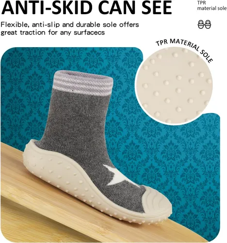 Miniatura 4 de Zapatos de calcetín para bebés y niños, suela de goma antideslizante, ligeras, elásticas, para el primer paseo, para recién nacidos, zapatos