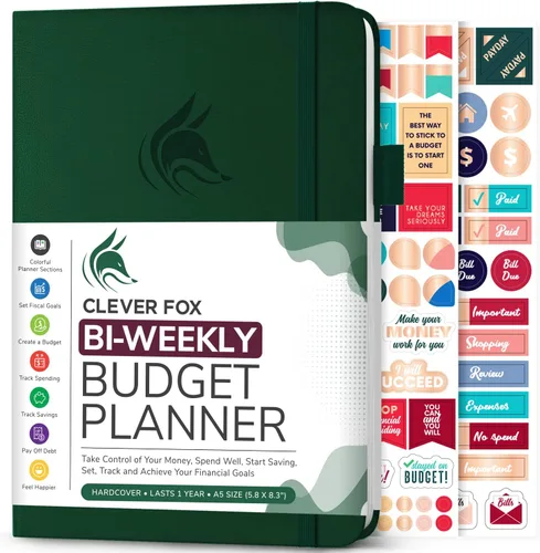 Miniatura 12 de Clever Fox Planificador de presupuesto bi semanal - Libro organizador financiero sin fecha - Rastreador de gastos, cuaderno de presupuestos y Negro