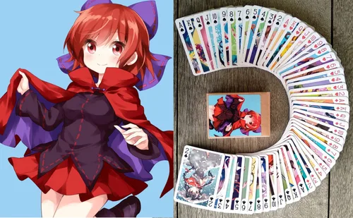 Cartas de juego de anime # Baraja de póquer 54 cartas todas diferentes # Touhou Lindo divertido Neko Anime Manga Carteles Fanart