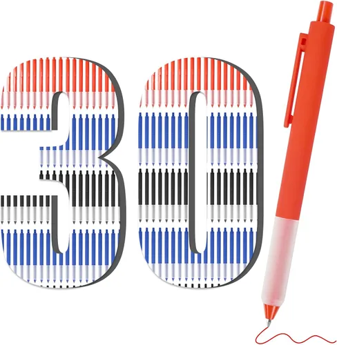Bolígrafos a Granel, 30 Piezas Bolígrafos Retráctiles de Punta Media (1.0mm) Bolígrafos de Bola para Escritura Suave Regalos para Mujeres y Hombres,