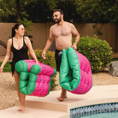 Miniatura 5 de Big Joe Kona - Tumbona de piscina con reposacabezas, no necesita inflado, malla de doble cara de melón de verano, tela de drenaje rápido, 5.5 pies