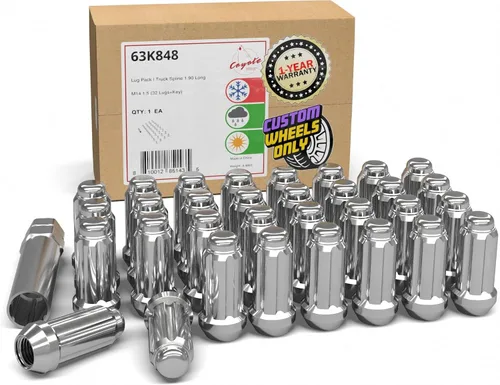Miniatura 14 de Wheel Accessories Parts 24 piezas M14x1.5 14x1.5 rosca Bulge Bellota 1.90" tuercas largas negras 3/4" 0.748 in hexagonales para Chevy Silverado GMC