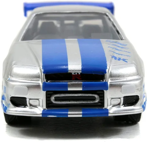 Miniatura 5 de Jada Toys Fast & Furious 1:55 Brian's 2002 Nissan GT-R R34 Build N' Collect Kit de modelo fundido a presión, juguetes para niños y adultos