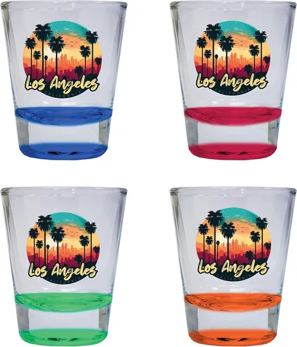 Los Angeles California Souvenir - Vaso de chupito redondo de 1.5 onzas, paquete de 4 unidades, color C