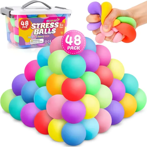 Miniatura 14 de Paquete de 8 pelotas antiestrés de aumento lento, bolas antiestrés para niños y adultos, juguetes elásticos para aliviar la ansiedad, terapia