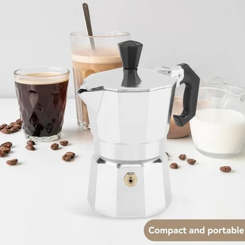 Miniatura 6 de Agatige Cafetera Moka de 1 taza de 1.7 fl oz, cafetera de aluminio para estufa, cafetera de café percolador para el hogar, camping, oficina, café