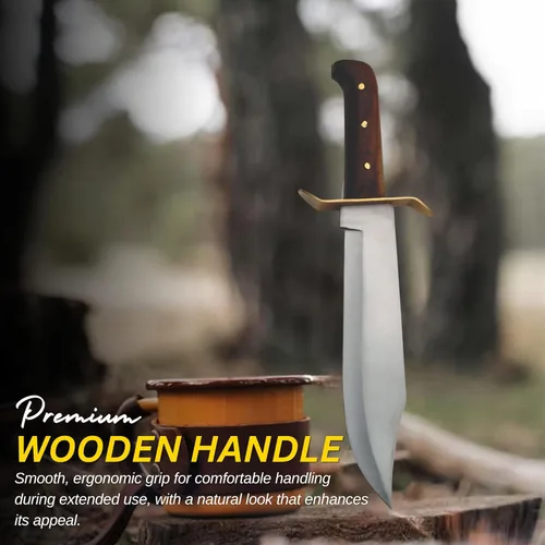 Miniatura 5 de SZCO Full Tang Bowie Cuchillo de Caza de Hoja Fija de 15 Pulgadas - Cuchillo de Campamento con Funda de Cuero para Hombres - Mango de Agarre Firme