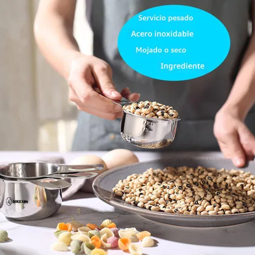 Miniatura 2 de AIKEXIN Juego de 20 tazas y cucharas medidoras de acero inoxidable, cucharas medidoras de plástico para ingredientes secos y líquidos, utensilios