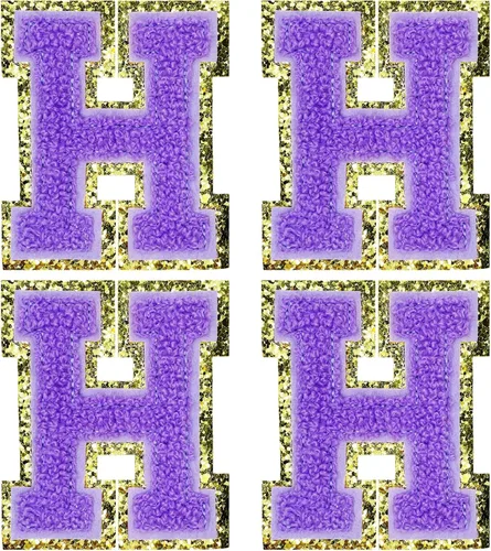 Miniatura 55 de Jongdari Letras termo-adhesivas de felpilla para ropa, parches de letras del alfabeto con brillantina para coser, con adhesivo planchado, 4 Blanco