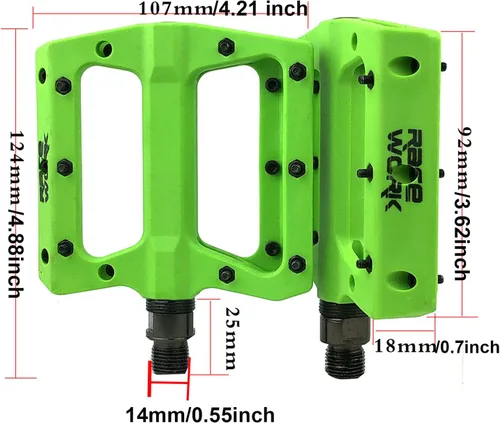 Miniatura 4 de Pedales de bicicleta de montaña Pedales de fibra de nailon MTB para bicicletas de montaña y carretera Pedal de bicicleta de plataforma plana