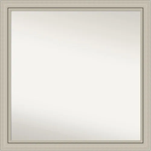 Miniatura 498 de Amanti Art Espejo de baño plateado para sobre fregadero, 23 x 23 pulgadas, espejo cuadrado plateado en ángulo, marco de madera moderno medio, se