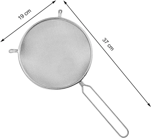 Miniatura 2 de Luxshiny Cuchara coladora de malla de acero inoxidable con mango largo de 14.76 pulgadas de una sola capa para servir alimentos, cuchara coladora