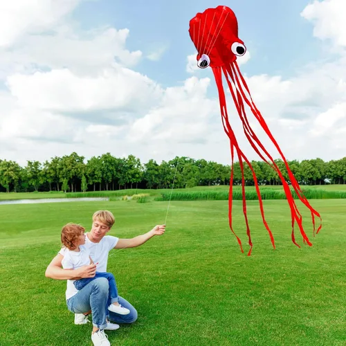 Miniatura 5 de Hengda Kite Soft Octopus Kite Series, Beautiful Kite with Long Colorful Tail for Kids and Adults, Easy to Fly Beach Kites, Excellent Outdoor