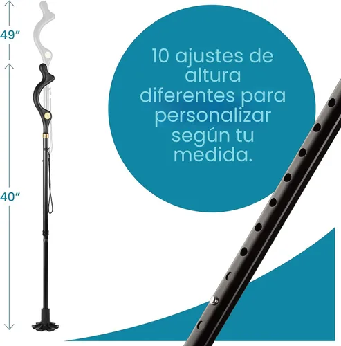 Miniatura 5 de Bastón para caminar para hombres y mujeres - Bastón especial de equilibrio con 10 alturas ajustables - Autoportante, plegable, portátil, plegable