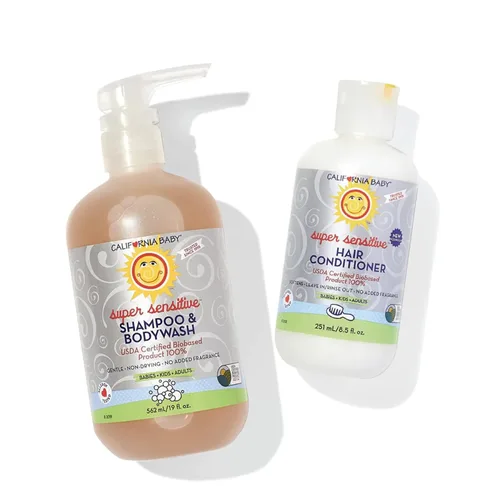 Miniatura 12 de California Baby Champú para bebé súper sensible + lavado de bebé, 100% a base de plantas, gel de baño sin perfume para pieles sensibles
