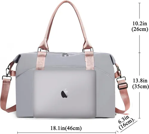 Miniatura 37 de Bolsa de gimnasio con bolsillo húmedo, bolsa de viaje plegable para mujer, bolsa de viaje impermeable para viajes, gimnasio, yoga