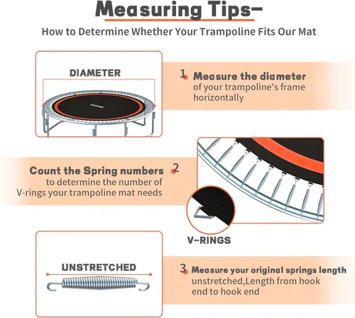 Miniatura 6 de Trampoline Mat Replacement，12.56FT Diameter Mat with 72 Rings，Fits 14FT Steel Frame,Fits 5.3"-5.7" Springs， Excluding Springs and Frame