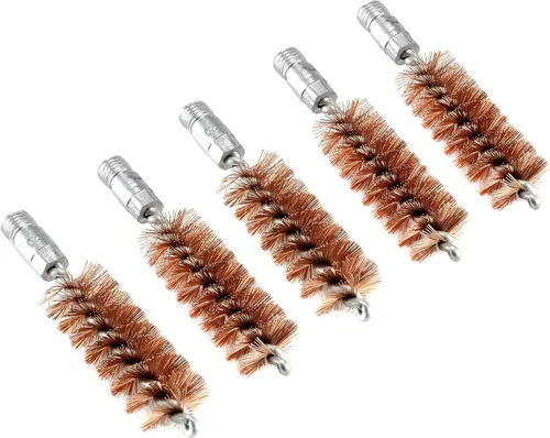 Miniatura 10 de BOOSTEADY Cepillo de limpieza para pistola de bronce con cerdas de fósforo, 5 unidades, para escopeta de pistola con 50 parches cuadrados