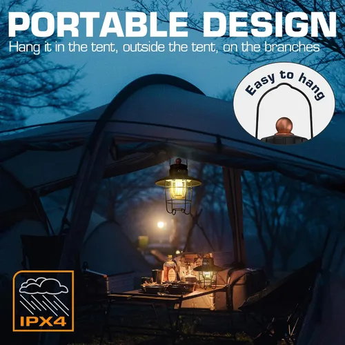 Miniatura 6 de Linterna de camping LED EverBrite, linterna recargable USB C con 3 modos de luz, linternas vintage para exteriores con función de banco de energía
