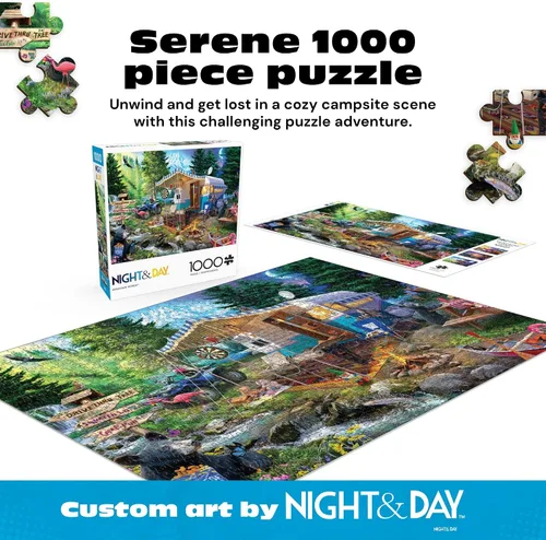 Miniatura 2 de Buffalo Games Jeff Haynie - Mountain Retreat - Rompecabezas de 1000 piezas, grande, multicolor, rectangular, piezas cortadas con precisión, póster a