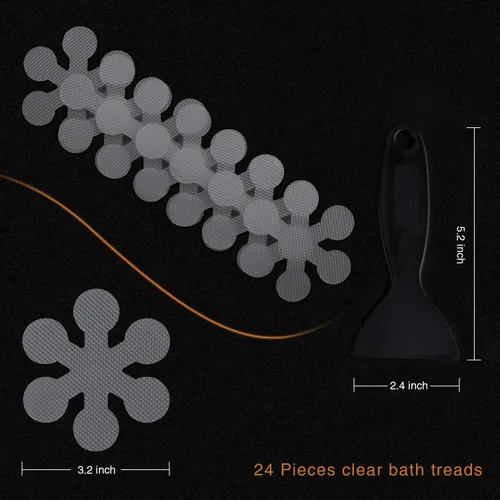 Miniatura 4 de Secopad Calcomanías Antideslizantes para Bañera, 12 PCS Bandas de Seguridad Grises para Ducha Adhesivas con Raspador Premium