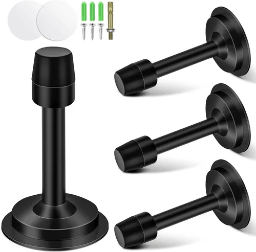 Miniatura 10 de Topes de puerta autoadhesivos de 3.5 pulgadas para parte inferior de la puerta, punta de parachoques de goma, tope de puerta de acero inoxidable