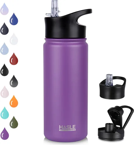 Miniatura 13 de HASLE OUTFITTERS Botella de agua aislada de 16 onzas para niños, botella de agua de acero inoxidable de doble pared al vacío, a prueba de fugas